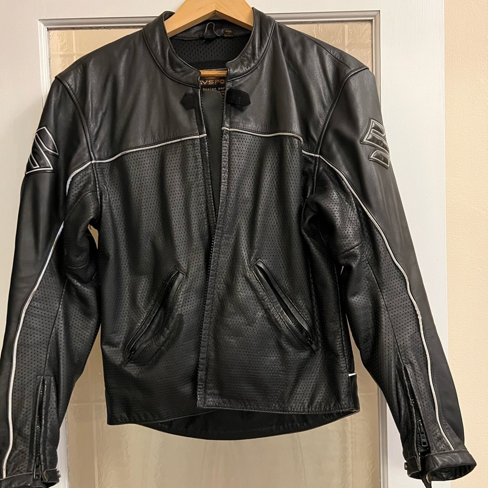Black men’s leather motorcycle jacket